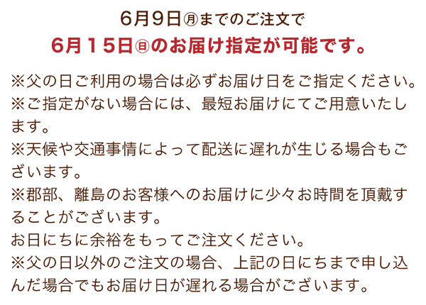 父の日のお届けについて